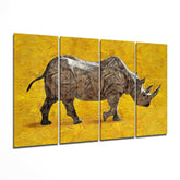 Rhino 4 Pieces Mega Glass Wall Art (59"x36") | Insigne Art Design.